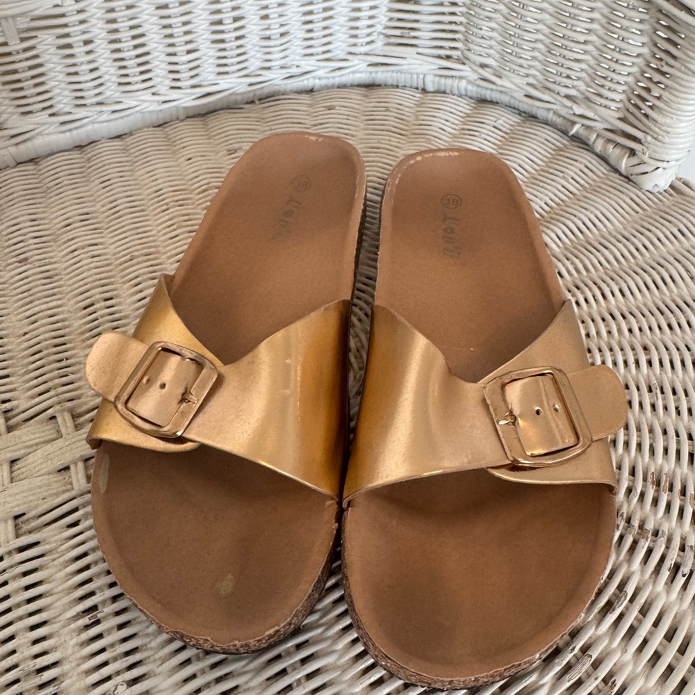 Women's Rose Gold Slide Sandals